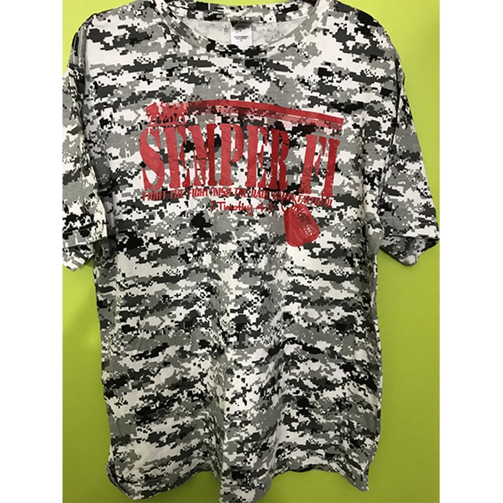 Code V Red SEMPER FI Geo Pure Cotton T Shirt L